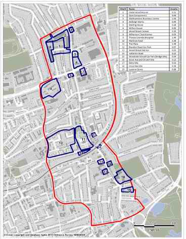 Area Action Plan boundary and site boundaries